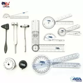 Asatechmed 689384879176 Goniometer Physical Therapy Complete Set With Bonus Reflex Hammer Including 12 8 6