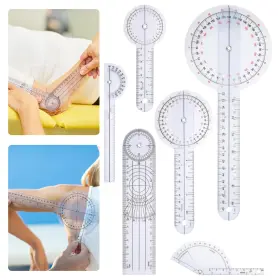 Eeekitonline 655887909672 6pcs Clear Spinal Goniometer Protractor Ruler Set 360 Degree 12 8 6 Inch Rehab