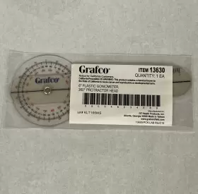 Graham Field 13630 Grafco #13630 Plastic Goniometer 6 360 Degrees Protractor Head - 1 Each